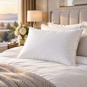Luxurious No-Quill Milled Duck Feather Pillow Medium / Firm Support for Back & Side Sleepers Standard Size 48 x 74cm