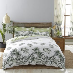 Cotton Blend Fern Botanical Printed Easy Care Duvet Cover & Pillowcase Set