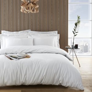 Luxury 320 Thread Count Pima Cotton Fitted Sheets Duvet Cover Sets & Pillowcases - White
